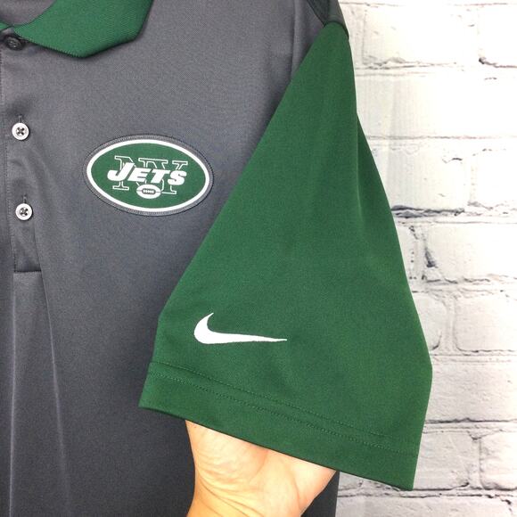 NFL Onfield Apparel Jets Nike Dri-Fit Men's Preppy Collared Golf Polo Gray L - Picture 9 of 11